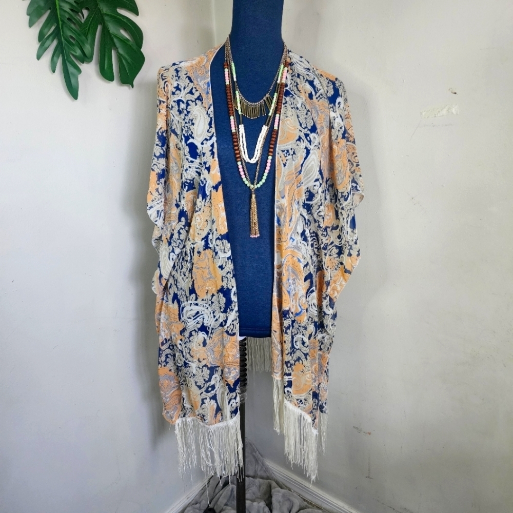 Simonetta Boho Fringe Kimono One Size